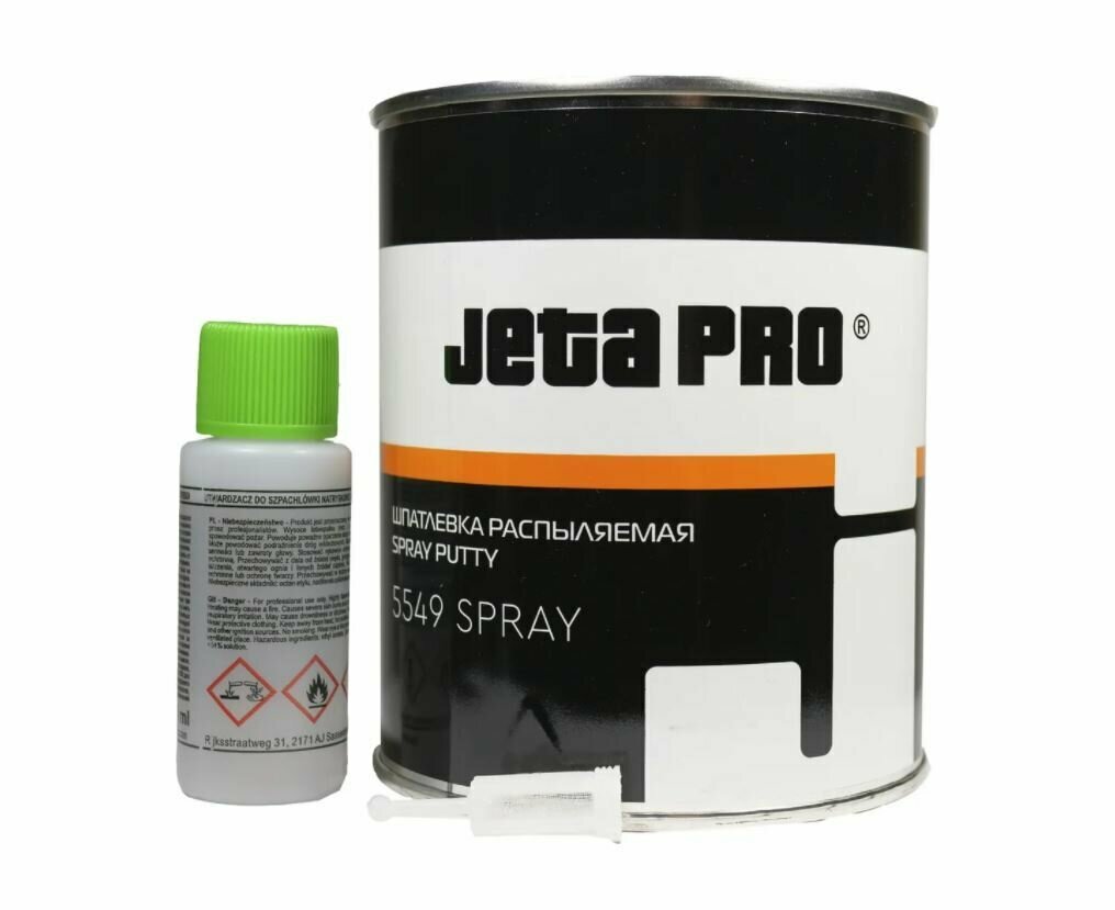 Шпатлевка пневмораспыляемая + отвердитель Jeta Pro Spray, светло-серая, 1,2 кг+30мл