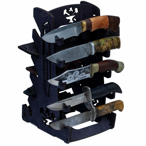 фото Подставка для ножей "stab pro". 5 ярусов, слоты для ножен, черная. stab.pro