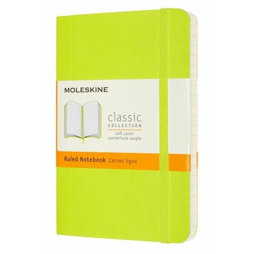 Блокнот Moleskine Classic Pocket 192 стр. лаймовый в линейку QP611C2