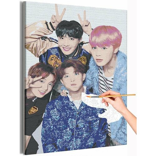 Bangtan Boys / BTS Корейская K-POP группа Раскраска картина по номерам на холсте 40х60 kpop bangtan boys hangingflag photo decoration hanging painting wallpainting k pop bangtanboys new korea group thank you card