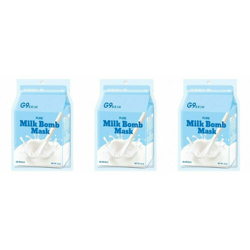 G9SKIN Маска тканевая Milk Bomb Mask-Pure 25мл,3 шт g9skin тканевая маска milk bomb chocolate 21 мл