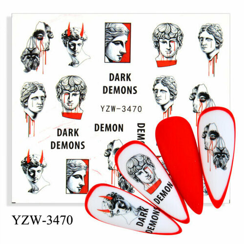Наклейки для маникюра, слайдеры для ногтей на хэллоуин Скульптуры Dark Demons