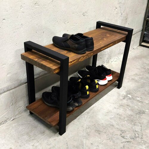 Обувница в прихожую в стиле лофт из натурального дерева 16890₽