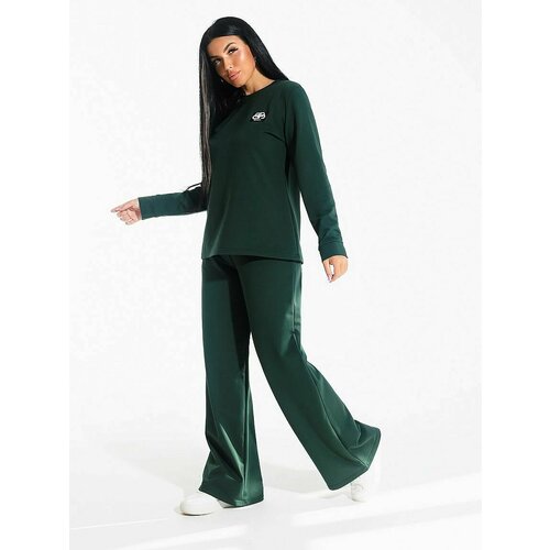 Костюм BROSKO, туника и брюки, повседневный стиль, полуприлегающий силуэт, карманы, размер 56, зеленый