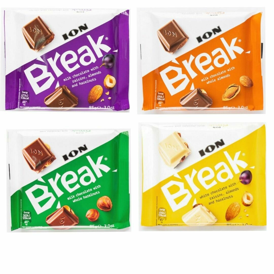 Шоколад ION Break, 4шт по 85гр.