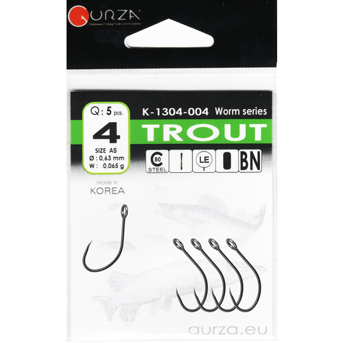 крючок gurza hayabe ring bn 2 7шт k 1010 002 Крючок безбородый GURZA TROUT BN, размер 4