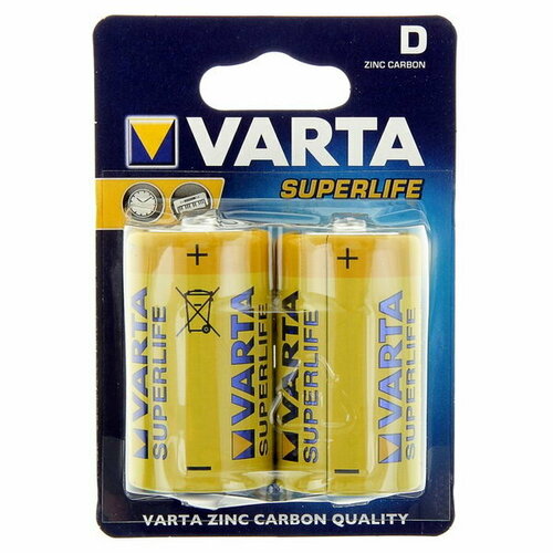 Батарейка солевая SUPER LIFE D набор 2 шт элемент питания varta superlife zinc carbon d r20 1 5 v 2 шт