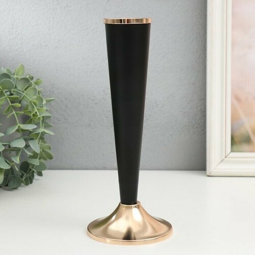 Подсвечник металл на 1 свечу Эвиан d15 см чёрный с золотом 9х22 см 2388₽