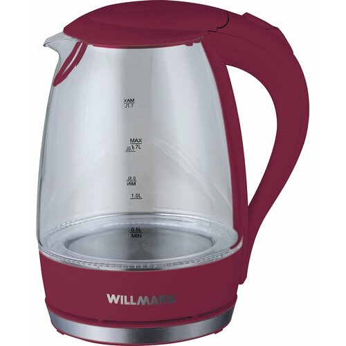 99015343859 электрочайник willmark wek 2005g бордовый Чайник WILLMARK WEK-1708G бордовый