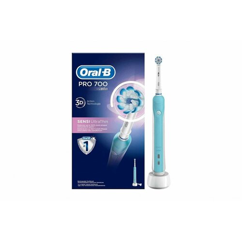 Электрическая зубная щетка Oral-B Pro 700 Sensi Clean голубой/белый