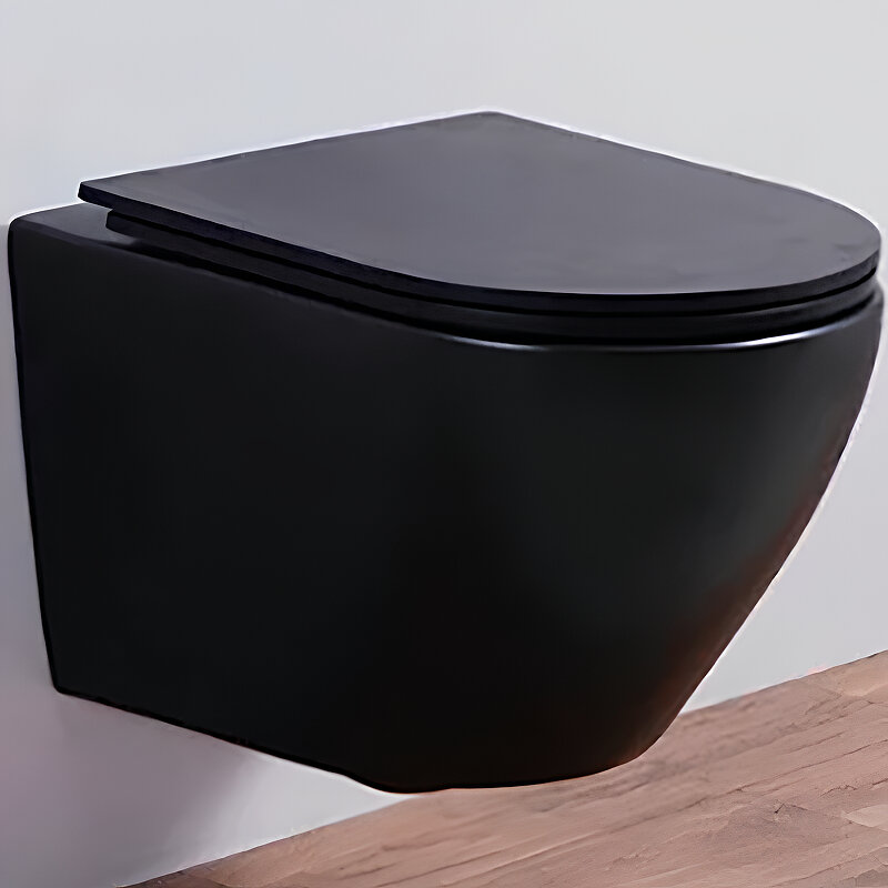 фото Унитаз CeramaLux 5177MB подвесной Черный матовый с сиденьем Микролифт