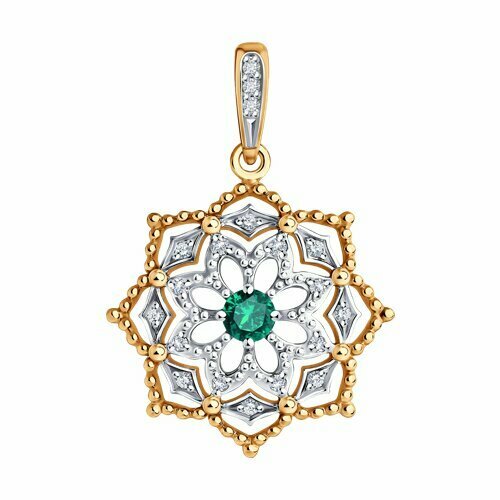 фото Подвеска diamant online, золото, 585 проба, изумруд, бриллиант