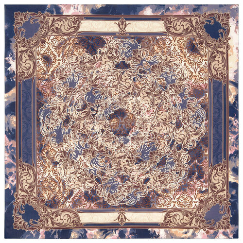 Платок Павловопосадская платочная мануфактура,80х80 см, коричневый, бежевый