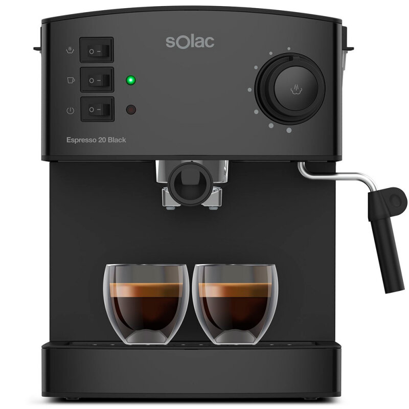 Кофеварка Solac Espresso 20 Bar рожкового типа, черный - фотография № 1