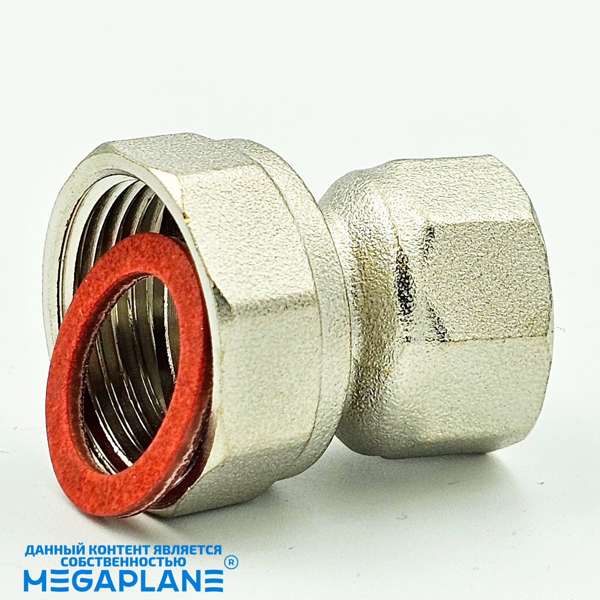 фото Полусгон никелированный прямой с накидной гайкой 1/2" x 3/4" вн. TIM HJF032N