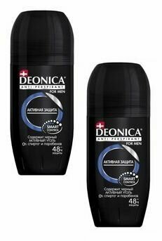 Дезодорант мужской шариковый ролик DEONICA FOR MEN антиперспирант Активная защита, 50 мл х 2 штуки