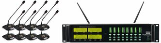 Беспроводная восьмиканальная конференц-система XLine MD-CS8. Частотный диапазон UHF 650- 755 МГц.