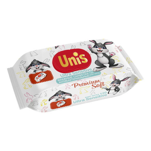 Влажные антибактериальные салфетки UNIS Ultra Sensitive для детей без запаха 120 шт. х 3 упак.
