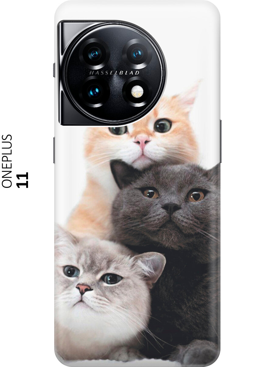 Силиконовый чехол на OnePlus 11, ВанПлюс 11 с принтом "Котики"