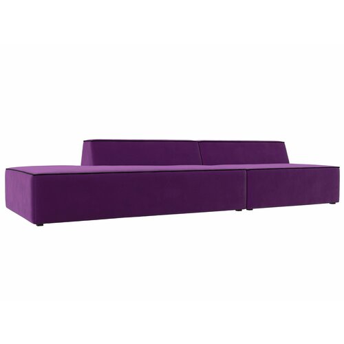 Прямой модульный диван Монс Модерн левый, Микровельвет фиолетовый и черный