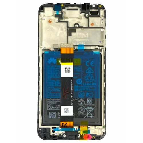 Дисплей для Huawei Y5p модуль с рамкой и тачскрином, аккумуляторной батареей (черный) OEM