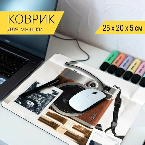 Коврик для мыши с принтом Instax, instax mini , polaroid 25x20см. стол instax instax mini polaroid 65x65 см кухонный квадратный с принтом