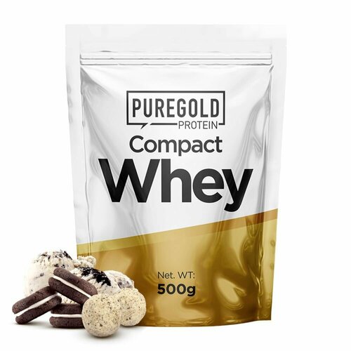 Сывороточный протеин с аминокислотами Pure Gold Protein Compact Whey, 500г (Печенье-сливки) / Спортивное питание для набора мышечной массы и похудения