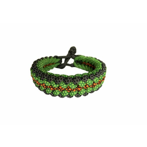 Плетеный браслет Дракон, 1 шт., размер 18 см, размер one size, диаметр 7.5 см, зеленый, серый