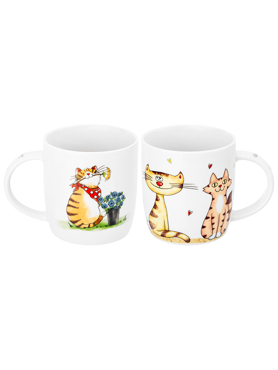 Кружка / чашка для кофе, чая 2 шт 360 мл 12х8,5х9 см Elan Gallery Озорные котята, набор