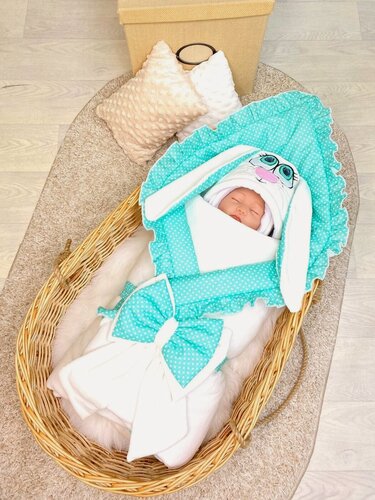 Изображение товара Конверт на выписку "Крошечка", для новорожденных, унисекс, бежевый, с капюшоном и защитой от ветра