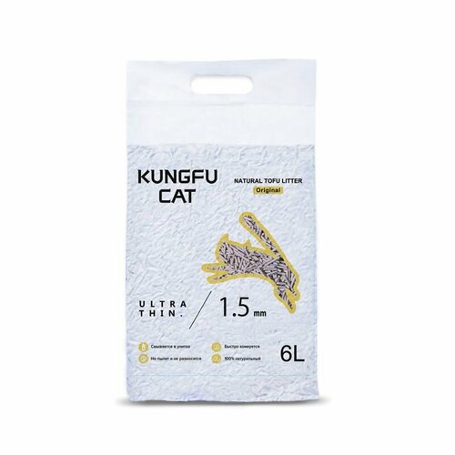 Наполнитель для кошачьих туалетов Kungfu Cat Оригинал комкующийся соя без запаха 2,6 кг 6 л