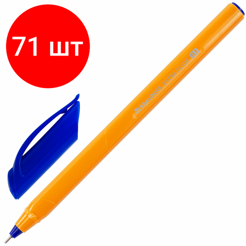 Комплект 71 шт, Ручка шариковая масляная BRAUBERG Extra Glide Orange, синяя, трехгранная, узел 0.7 мм, линия письма 0.35 мм, 142925 комплект 142 шт ручка шариковая масляная brauberg extra glide orange синяя трехгранная узел 0 7 мм линия письма 0 35 мм 142925