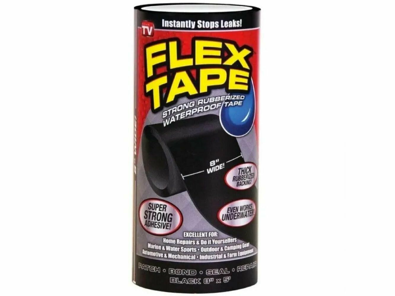 фото Супер Водонепроницаемая сверхсильная супер гибкая клейкая лента Flex Tape 20 см / Резиновая липкая заплатка для дыр лодки и бассейна / Гидроизоляционный монтажный герметик для ванны, универсальная автомобильная изолента