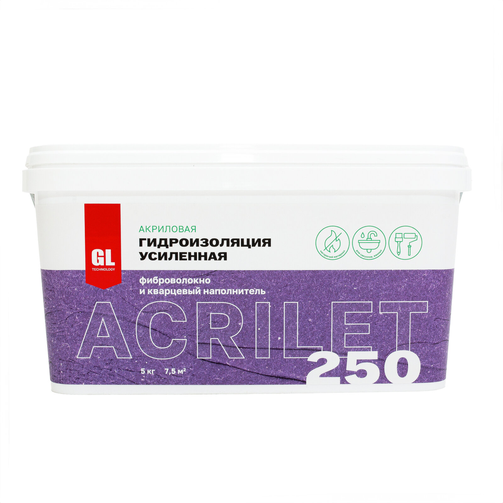 Гидроизоляционная мастика усиленная фиброволокнами ACRILET 250, 5 кг