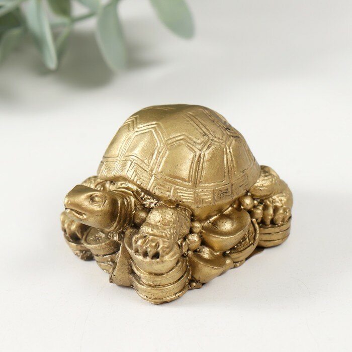 Нэцке КНР "Черепаха на монетах", цвет Бронза, 5,5х3,5х3 см, Т-215
