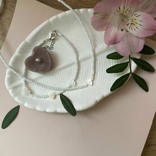 Чокер Пять Башен стекло лунный камень белый 599₽