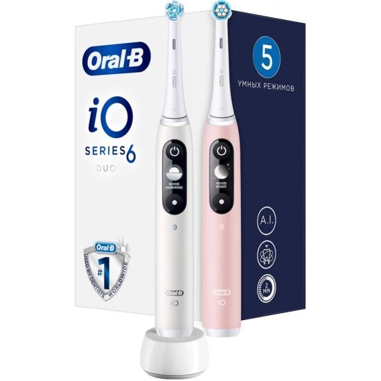 Зубная щётка электрическая Oral-b iO6 Duo White + Pink