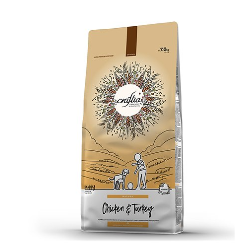 Сухой корм CRAFTIA NATURA для щенков средних и крупных пород из курицы и индейки 7 кг