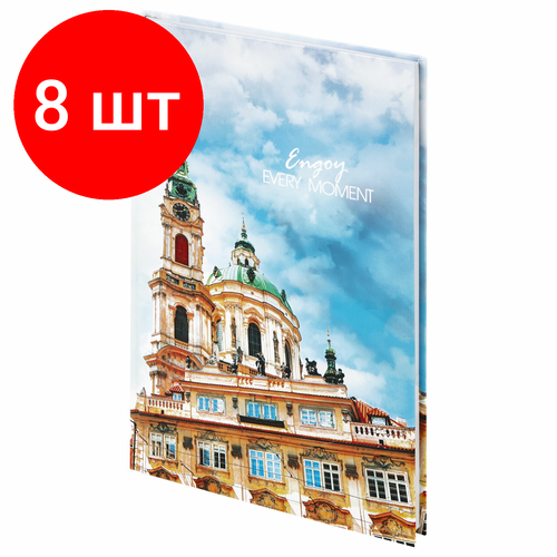 Комплект 8 шт, Блокнот большой формат (205х290 мм) А4, 80л, твердый, клетка, STAFF, 