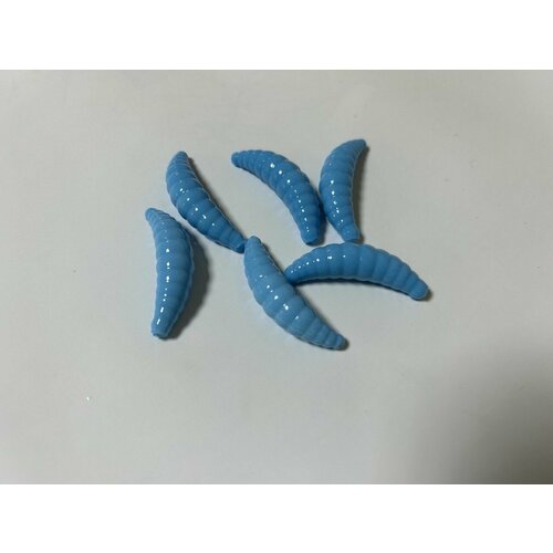 Мягкая силиконовая приманка Maggot 40 для форели , цвет Голубой, уп. 10 шт.