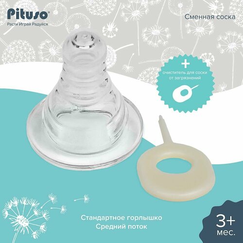 Сменная соска для бутылочек стандартное горло средний поток М 3м 370₽