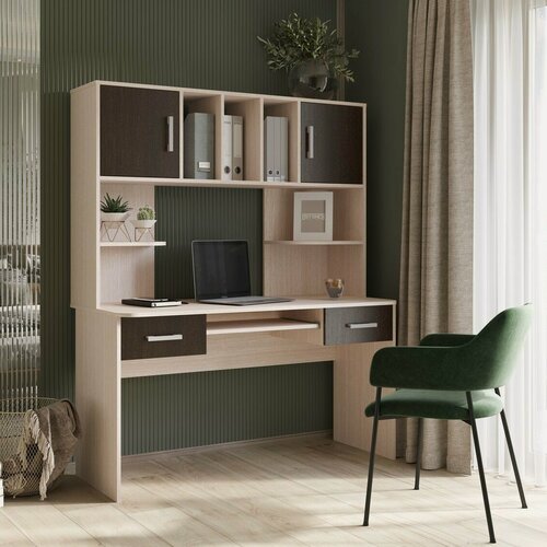 Изображение товара Стол компьютерный для школьника деревянный №8 140х170х60 см, венге/белфорт