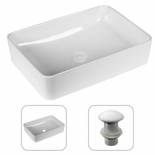 Раковина накладная CULTO JET 535375130 прямоугольная белая с донным клапаном белый 6649₽