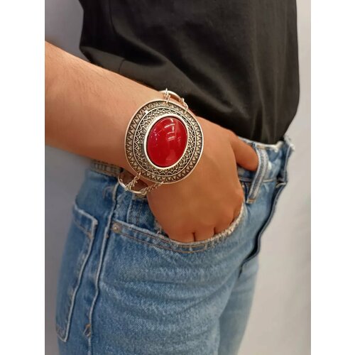 Браслет-цепочка, 1 шт., размер 21 см, диаметр 5 см, серебристый