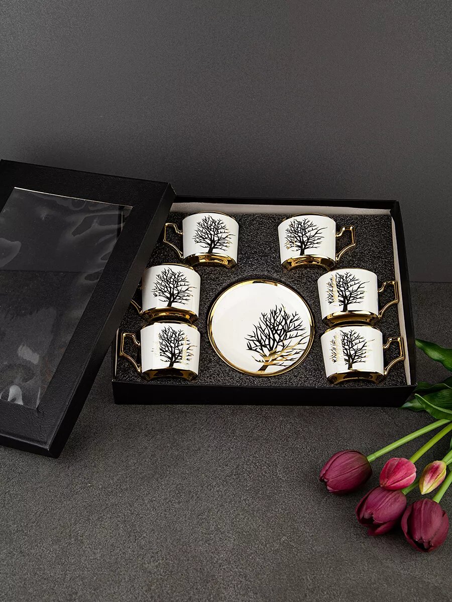 Кофейный сервиз DB Homme, фарфор, керамика, 6 предметов, цвет бежевый — фото 1