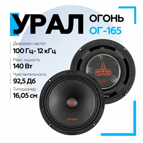 Акустическая система Урал огонь ОГ-165 Колонки для автомобиля эстрадные Среднечастотники 236500₽