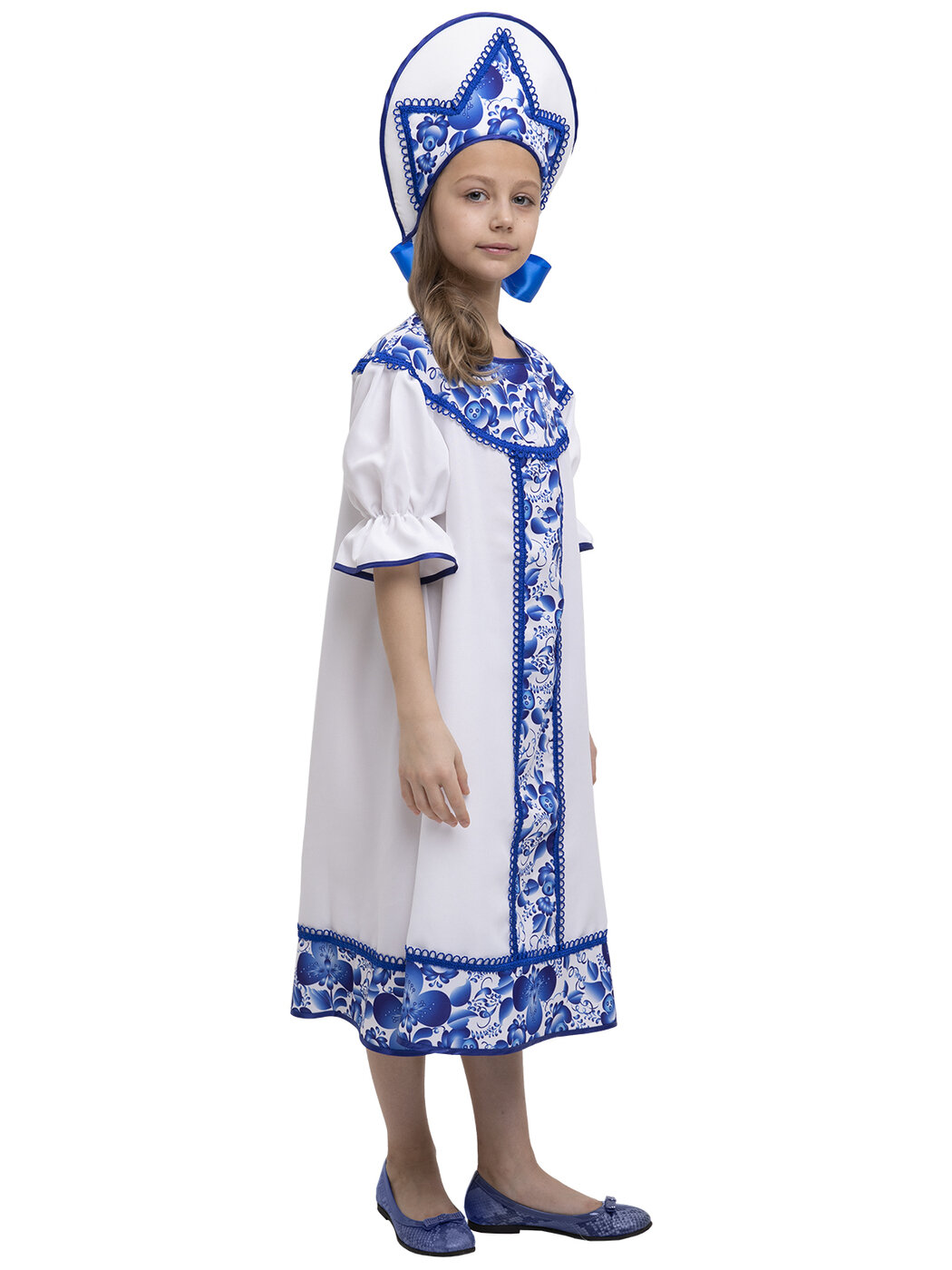 Карнавальный костюм Гжель Хороводная р.152-158 (р.38-40) - русский стиль — фото 1