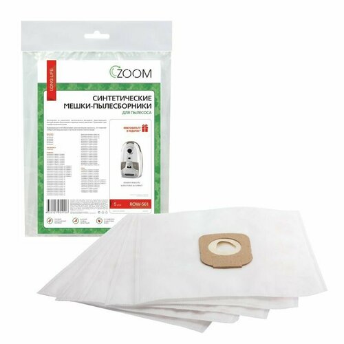 ZOOM Мешки-пылесборники синтетические для пылесоса TEFAL TW64 TW68 ROWENTA Silence Force X-Trem Power 5 шт 459₽