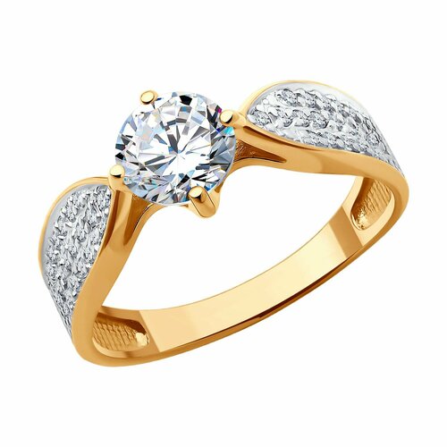 Кольцо Diamant online красное золото 585 проба фианит размер 20 прозрачный 36018₽