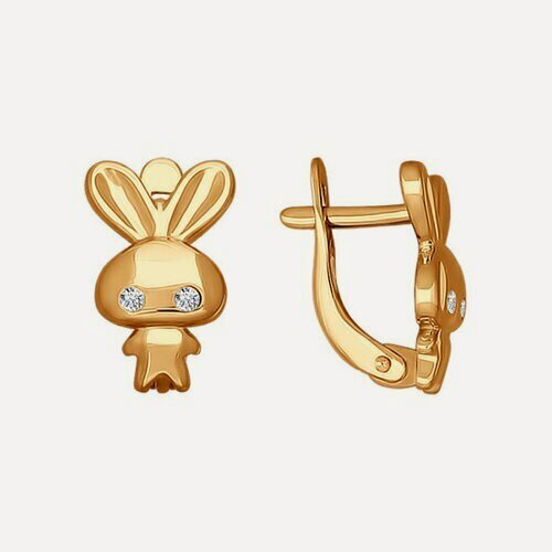 Изображение товара Серьги, красное золото, 585 проба, фианит